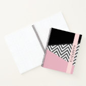 Carnet Grey Zigzag, Grey Chevron, Rose, Votre Nom (Intérieur)