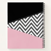 Carnet Grey Zigzag, Grey Chevron, Rose, Votre Nom (Dos)