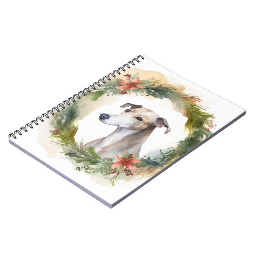 Carnet Greyhound Christmas Wreath Festive Pup (Côté gauche)