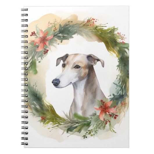 Carnet Greyhound Christmas Wreath Festive Pup (Devant)