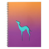 Carnet Greyhound Whippet chien bleu orange violet ombre (Devant)