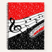 Carnet Grille de thème musical rouge et noir (Devant)