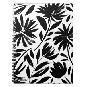 Carnet Grille noire : vintage motif chrysanthème
