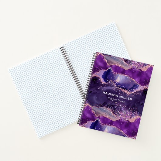 Carnet Grille violette texture agate design moderne (Intérieur)