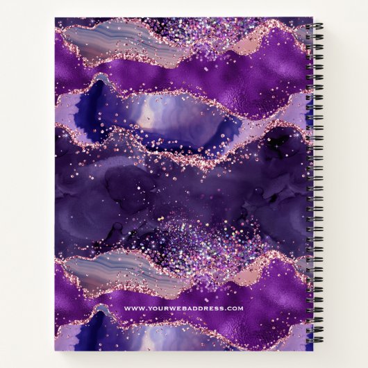 Carnet Grille violette texture agate design moderne (Dos)