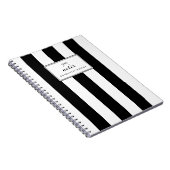 Carnet Grilles verticales chic noir et blanc Personnalisé (Côté Droit)