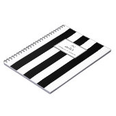 Carnet Grilles verticales chic noir et blanc Personnalisé (Côté gauche)