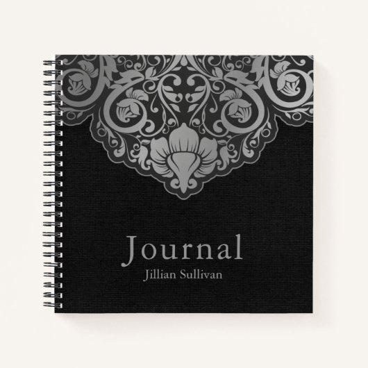 Carnet Gris Abstrait Chic Sur Fils Noirs (Devant)