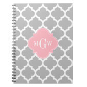 Carnet Gris Blanc Marocain #5 Rose 3 Monogramme initial (Devant)