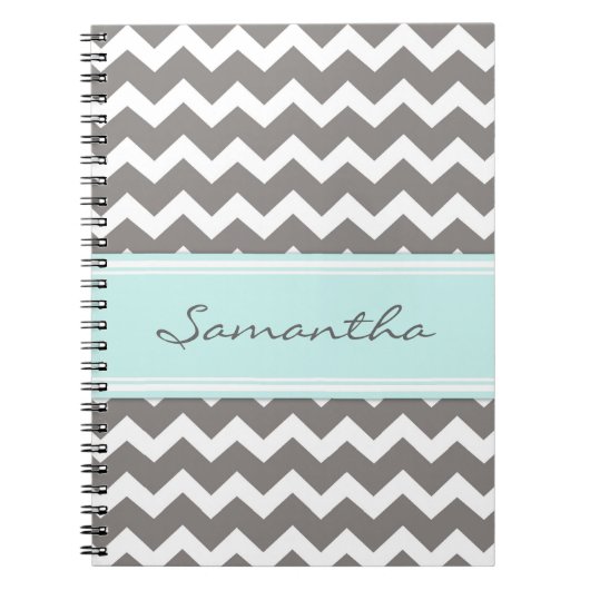 Carnet gris de Chevron d'Aqua nommé fait sur (Devant)