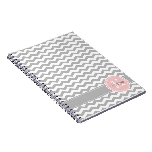 Carnet gris de monogramme de Chevron (Côté Droit)