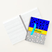 Carnet Gris esthétique & Couleur Bleue - Nom Monogramme (Intérieur)