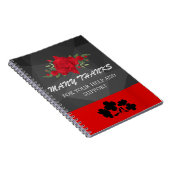 Carnet Gris Floral Rouge Abstrait Élégant Moderne Mignon (Côté Droit)