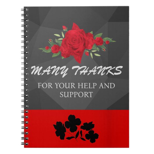 Carnet Gris Floral Rouge Abstrait Élégant Moderne Mignon (Devant)