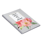 Carnet Gris Gris Aquarelle rose Fleur (Côté Droit)