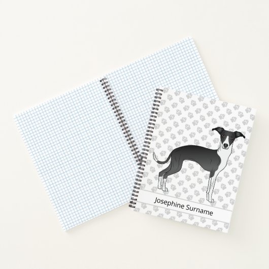 Carnet Gris Italien Noir Et Blanc Avec Texte Personnalisé (Intérieur)