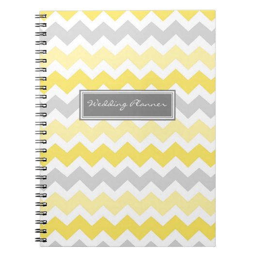 Carnet gris jaune de chevrons de wedding planner (Devant)