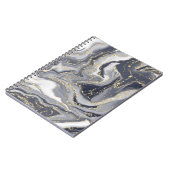 Carnet Gris marbré, blanc et or photo spirale (Côté gauche)