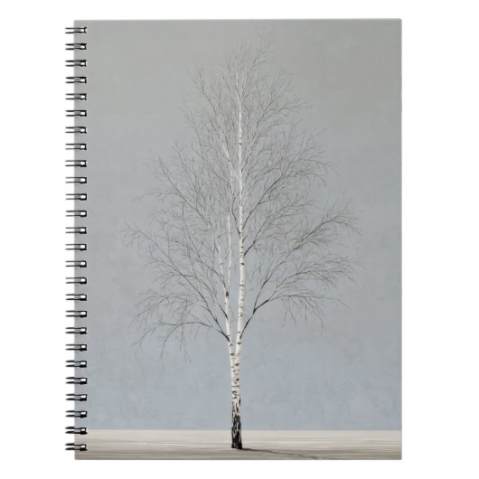 Carnet gris mou minimal de bouleau (Devant)