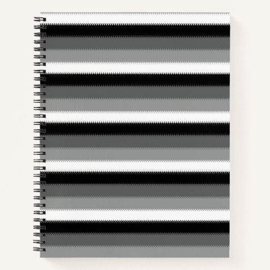 Carnet Gris noir blanc rayures Design (Devant)