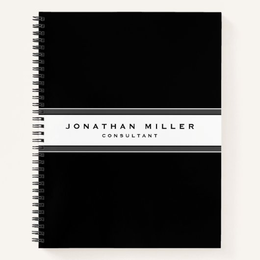 Carnet Gris noir et blanc simple professionnel (Devant)