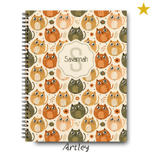 Carnet Gris Orange Mignon Noms de Chats Monogramme