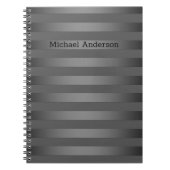 Carnet Gris, rayé, dégradé, rayures grises, simple (Devant)