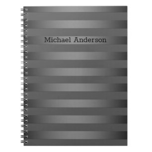 Carnet Gris, rayé, dégradé, rayures grises, simple