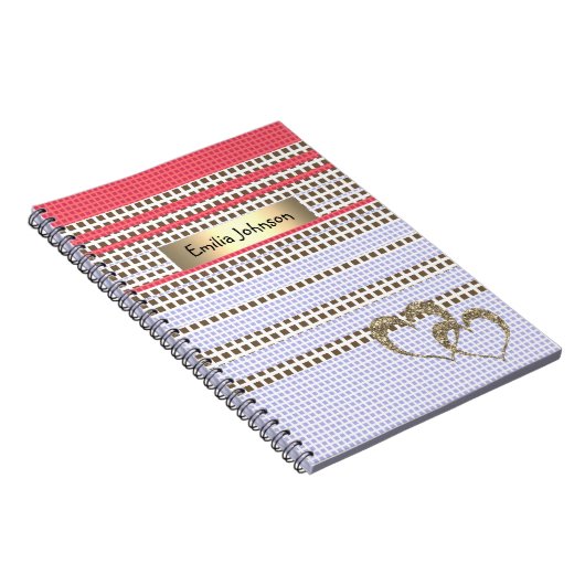 Carnet Gris, rose, brun, plaid (Côté Droit)
