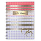 Carnet Gris, rose, brun, plaid (Devant)