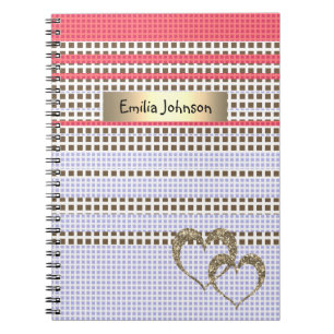 Carnet Gris, rose, brun, plaid