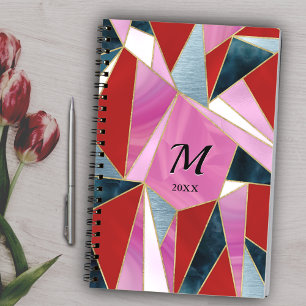 Carnet gris rouge chic abstrait