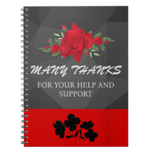Carnet Gris Rouge Floral Abstrait Élégant Moderne Cute ch