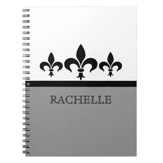 Carnet Gris Swanky Fleur De Lis (Devant)