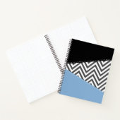 Carnet Gris Zigzag, Gris Chevron, Motif Zigzag, Bleu (Intérieur)