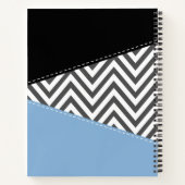 Carnet Gris Zigzag, Gris Chevron, Motif Zigzag, Bleu (Dos)