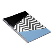 Carnet Gris Zigzag, Gris Chevron, Motif Zigzag, Bleu (Côté Droit)