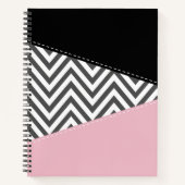Carnet Gris Zigzag, Gris Chevron, Motif Zigzag, Rose (Devant)