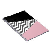 Carnet Gris Zigzag, Gris Chevron, Motif Zigzag, Rose (Côté Droit)