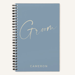 Carnet Groom Chic minimaliste personnalisé Dusty Blue