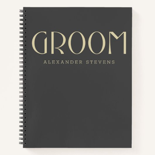 Carnet Groom Modern Black Gold Typographie Nom Mariage (Devant)