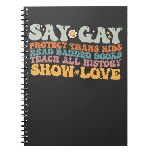 Carnet Groovy LGBT Dis Gay Protéger les enfants trans Lir (Devant)