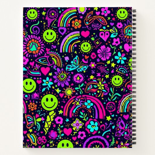 Carnet Groovy Psychedelic Smiley Face Notebook - Retro 70 (Dos)