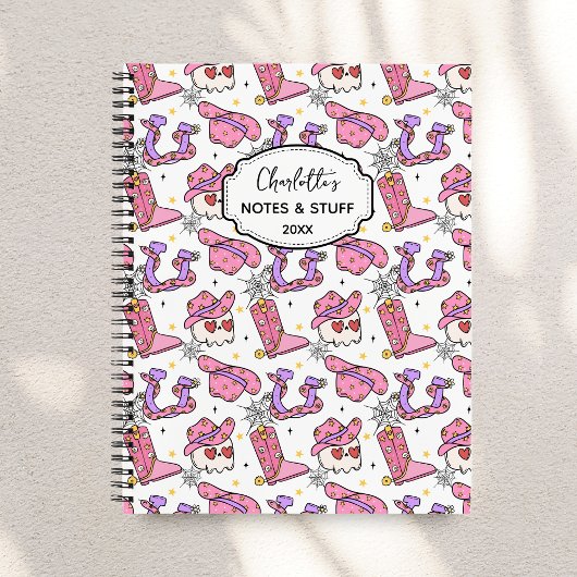 Carnet Groovy Rétro Halloween Cowboy Monogramme