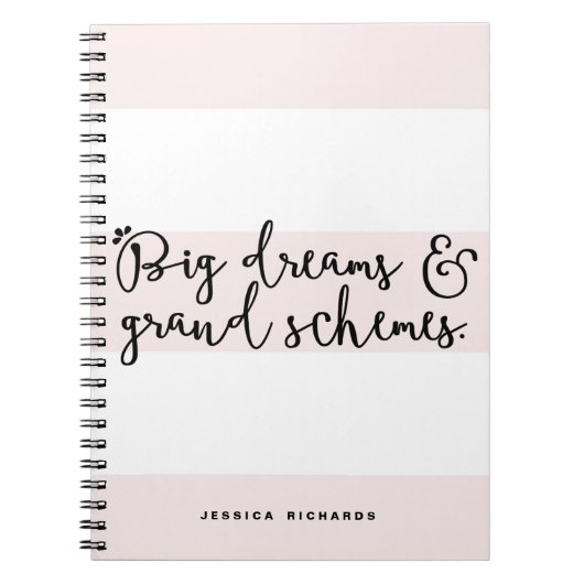 Carnet Gros rêves et grands schémas Bleu rose rayures (Devant)