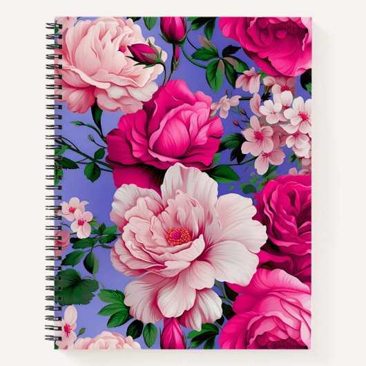 Carnet Grosse Fleur rose rétro (Devant)