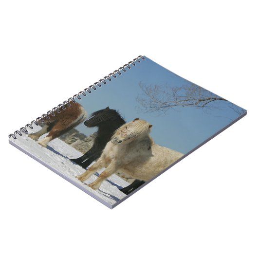 Carnet Groupe de chevaux miniatures dans la neige (Côté gauche)