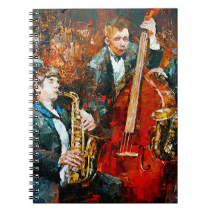 Carnet Groupe de jazz élégant jouant de la musique sur la