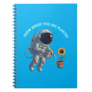 Carnet "Grow Where You Are Planted" Retro Astronaut & Sun