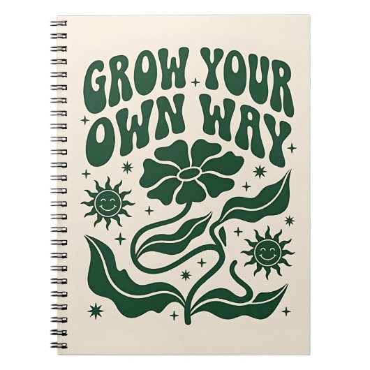 Carnet Grow Your Own Way | Green Motivational Retro (Devant)